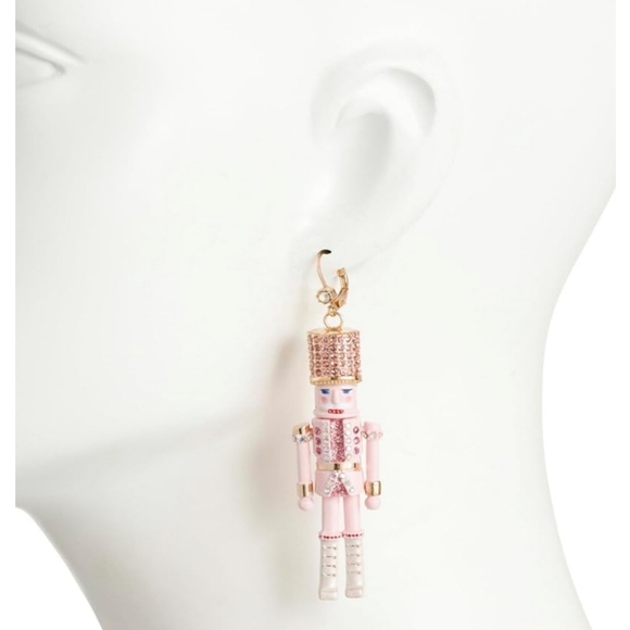 Betsey Johnson Mis-matched Nutcracker Linear Ball Earrings - Picture 3 of 7